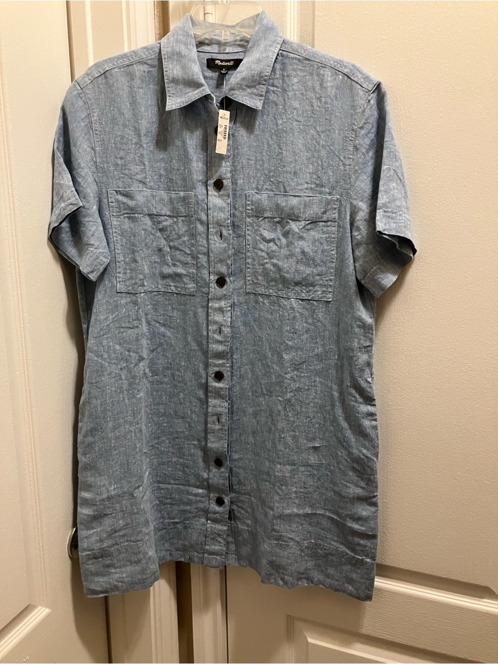 Madewell Light Blue Short-Sleeve Button-Down Linen Shirt